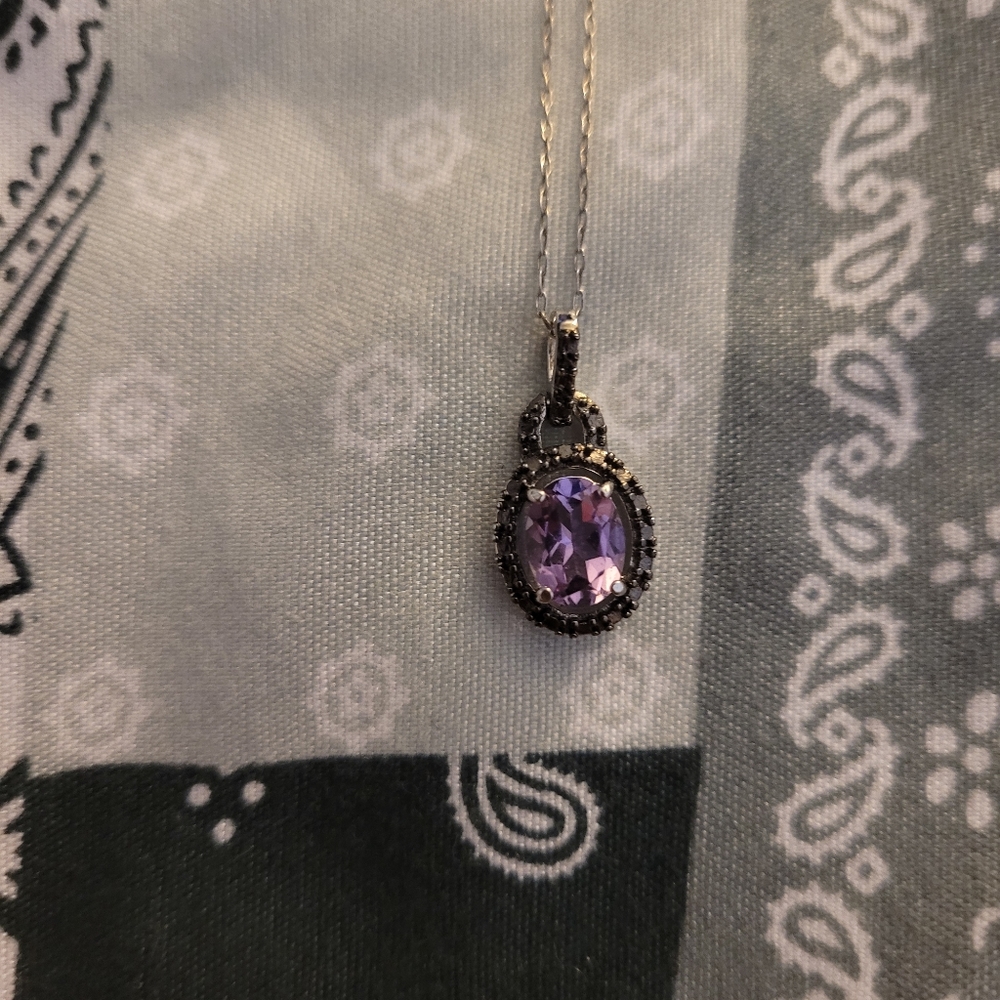 Amethyst and sterling silver 19" necklace